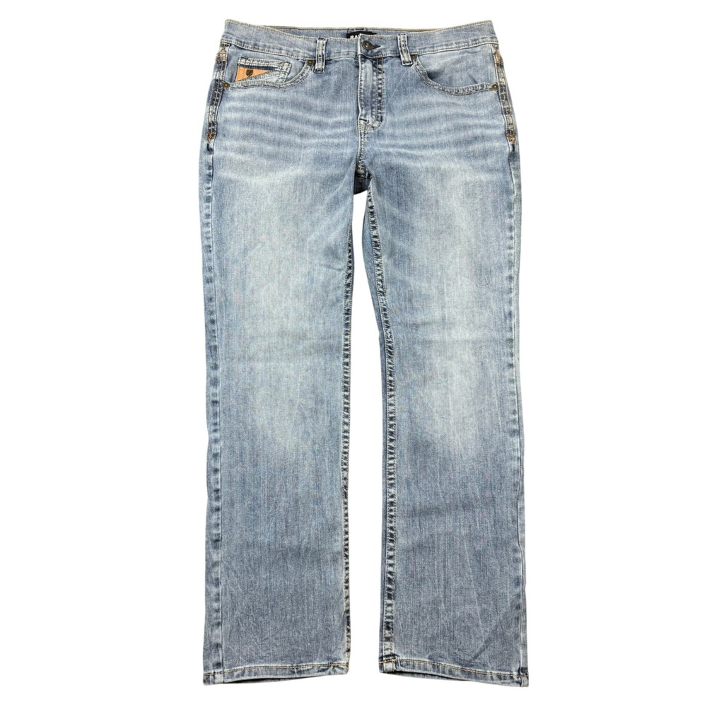 Rank 45 Light Wash Straight Leg Jeans Men 34x32 (36x30) Blue Western Denim